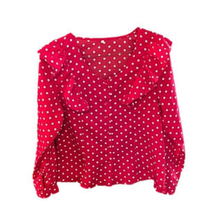 NWOT Women’s red and white polka dot blouse, size large!